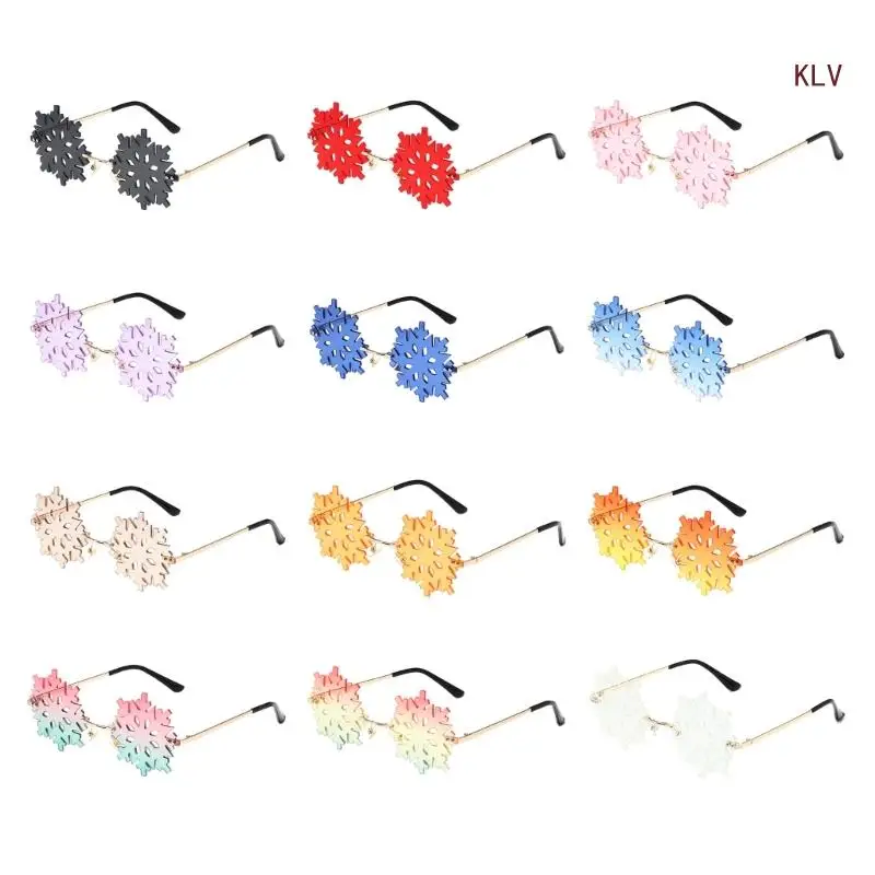 

Snowflake Sunglasses for Teens Girls Party Colorful Rimless Lens Funny Trendy Fashion Christmas Decorations