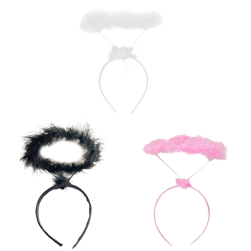 Children Angel Halo Headband Feather Halo Headdress Halloween Christmas Hair Band Birthday Headpiece Party Supplies