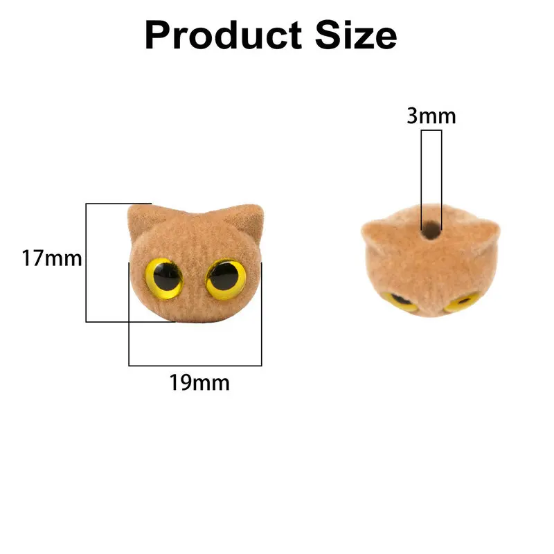 17*9mmVelvet Cat Head Beads Handmade Cute DIY Cat Beads for Bracelet Necklace Mobile Phone Chain Material Jewelry Accessories