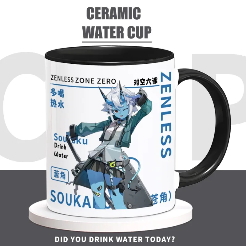 Game Zenless Zone Zero Cos Soijkaku Unisex New Anime Cartoon Printed Ceramic Mugs and Spoons Breakfast Mug Gift