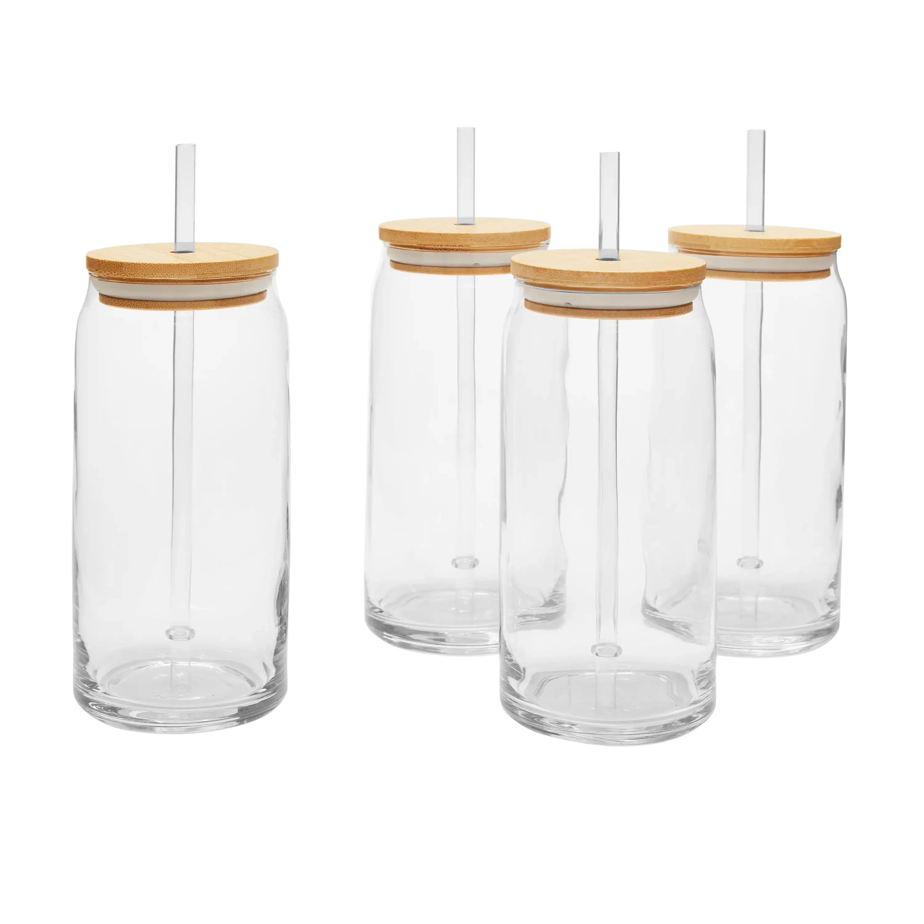 

3-Pack Briar Can Glass Drinkware Sets with Lids & Straws, 12-Piece Total for Smoothies, Iced Coffee & Cold Beverages, Reusable
