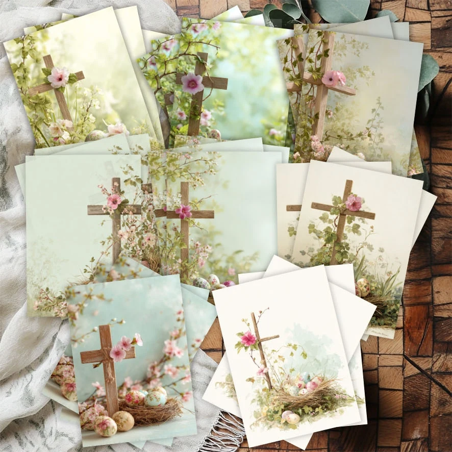 24PCS Easter Cross Easter Egg Postcard Set, Suitable for Holiday Greetings - Gift Cards - Account Making - Scrapbook