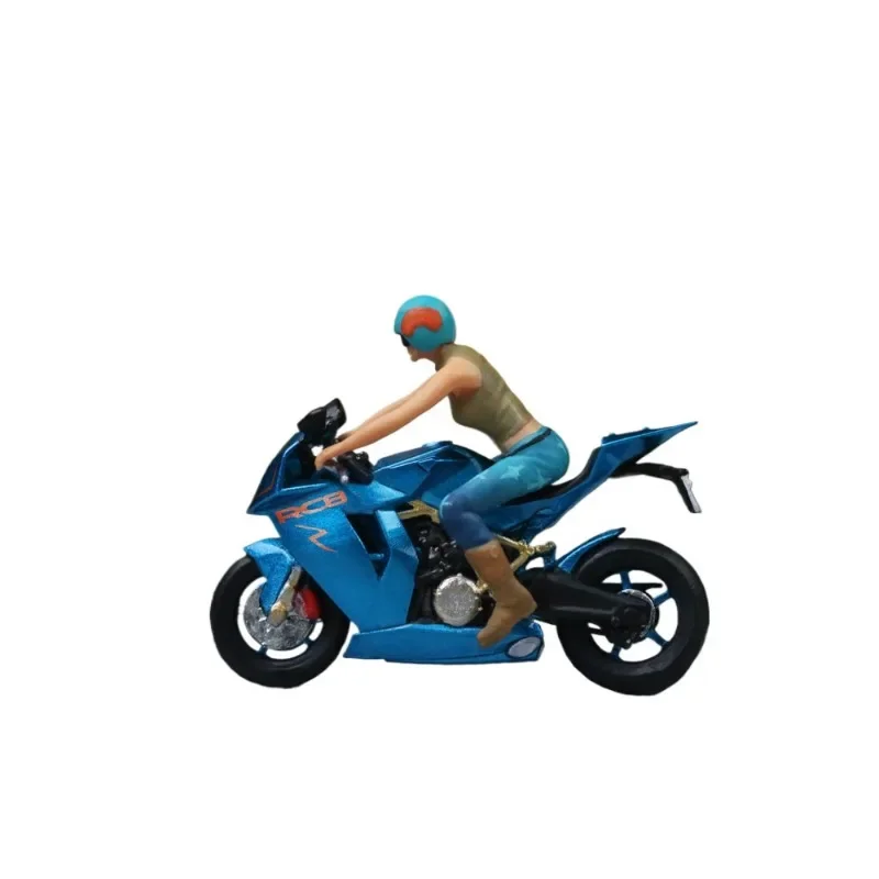 

Bright blue girl motorcycle doll set simulation resin mold