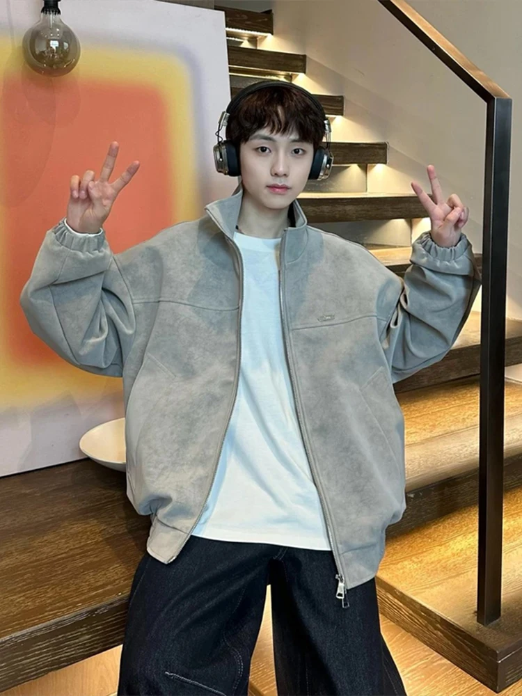 

Мужские джеты из искусственной кожи в стиле ретро с принтом тай-дай, весенние модные американские летные джеты, свободные рта, бейсбольное платье, смесь полиэстера