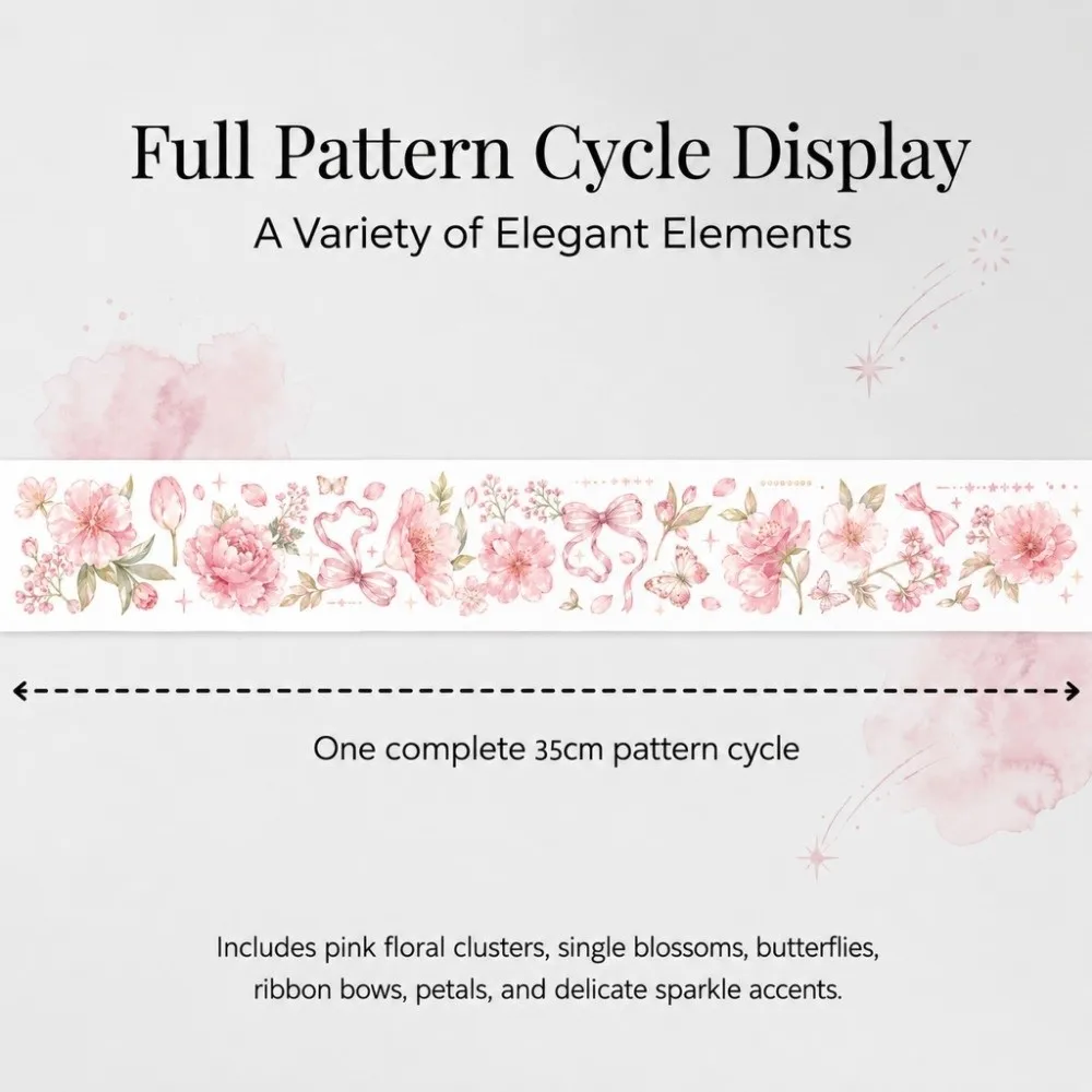 Stationery DIY Flower PET Tape Transparent Bow Floral Sticker Tape Butterfly Journal Decoration Decorative Tape DIY