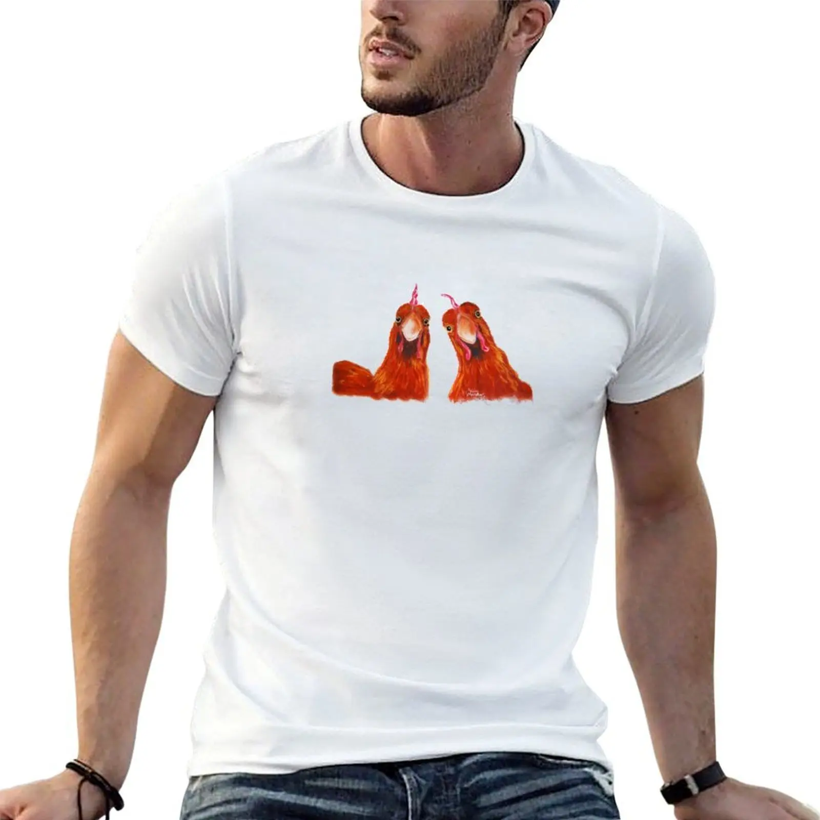 HENS CHiCKeNS PRiNT 'HARRIET & HUMBUG' BY SHIRLEY MACARTHUR T-Shirt custom shirt cotton graphic tees t shirts for men graphic