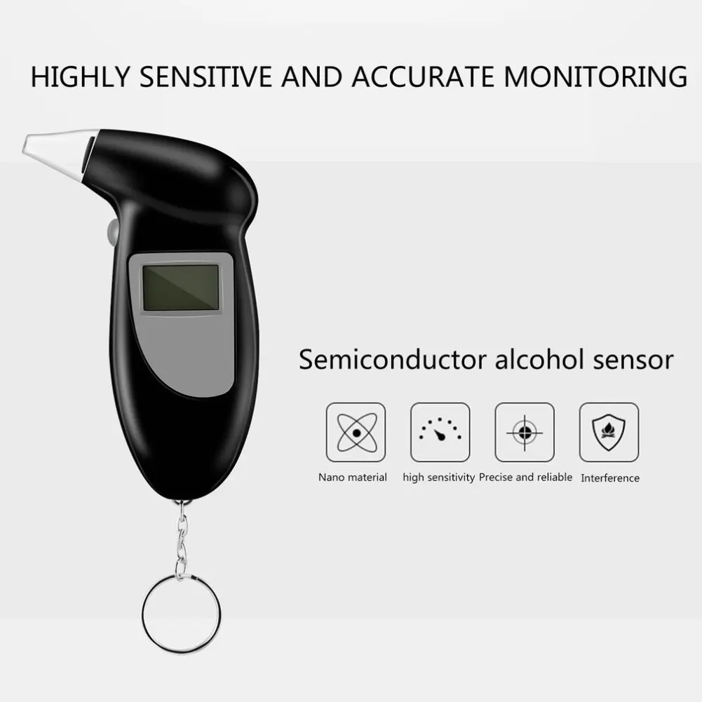 Analyseur d'haleine numérique LCD de poche, testeur d'alcootest, détecteur, test de vin noir, écran LCD