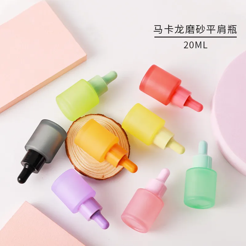 30pcs-macaron-dropper-bottle-20ml-color-semi-permeable-scrub-essence-flat-shoulder-bottle-glass-travel-essential-oil-bottle