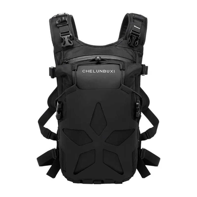 Five-star Hollow Design Outdoor Adventure Motorcycle Backpack Waterproof Oxford Cloth Large Capacity Reflective Strip Knight Bag