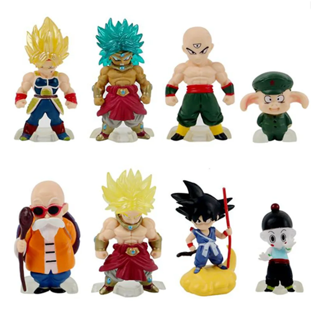 Set de 8 Figuras de Acción de Dragon Ball Z, Mini Estatuas de Broli, Goku, Kame Sennin, Tien Shinhan, Chiaotzu, Modelo de PVC, Juguete para Niños