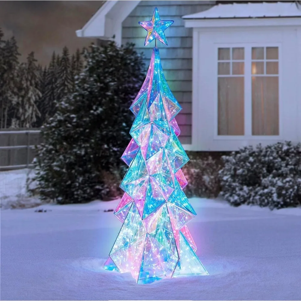 Prismatic Tree Christmas Decorations Pre-Lit 6',Prismatic tree 440 cool white LED lights with twinkle effect,32 x 32 x 72 inches