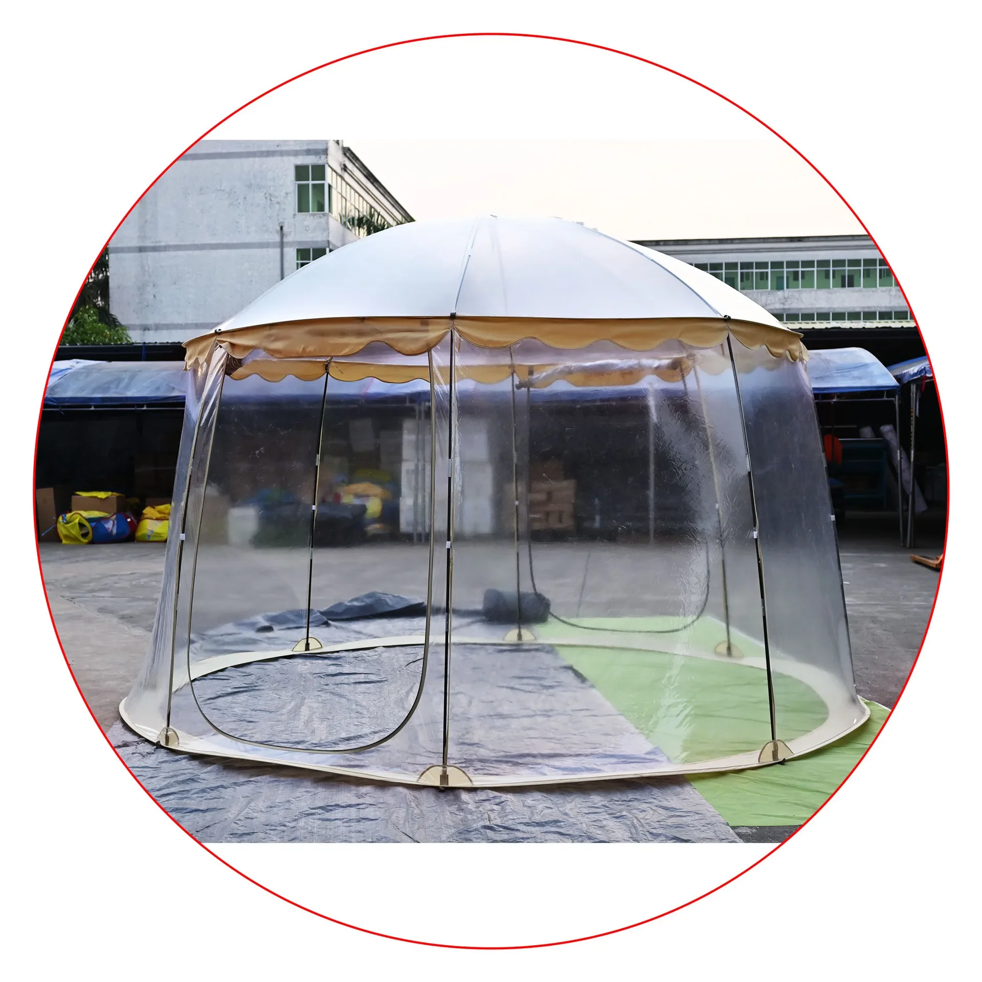 

Outdoor Transparent Tent Pvc Net Red Star Room Rainproof and Warm Portable Foldable