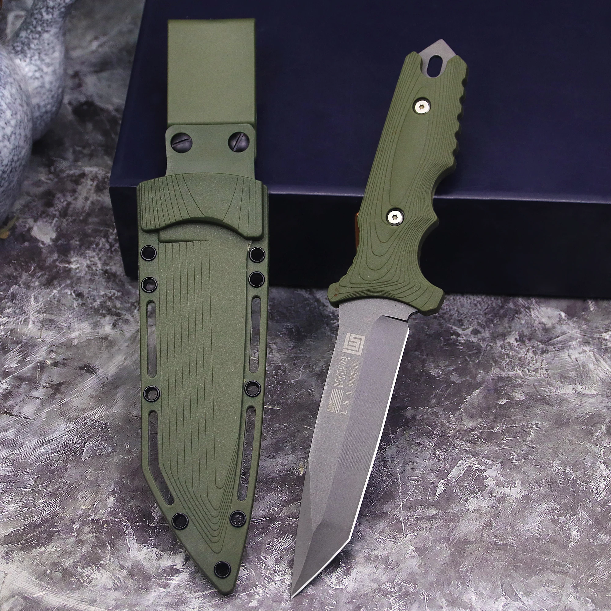 Outdoor high hardness sharp outdoor knife survival knife Tactical wilderness survival self-defense camping pocket knife