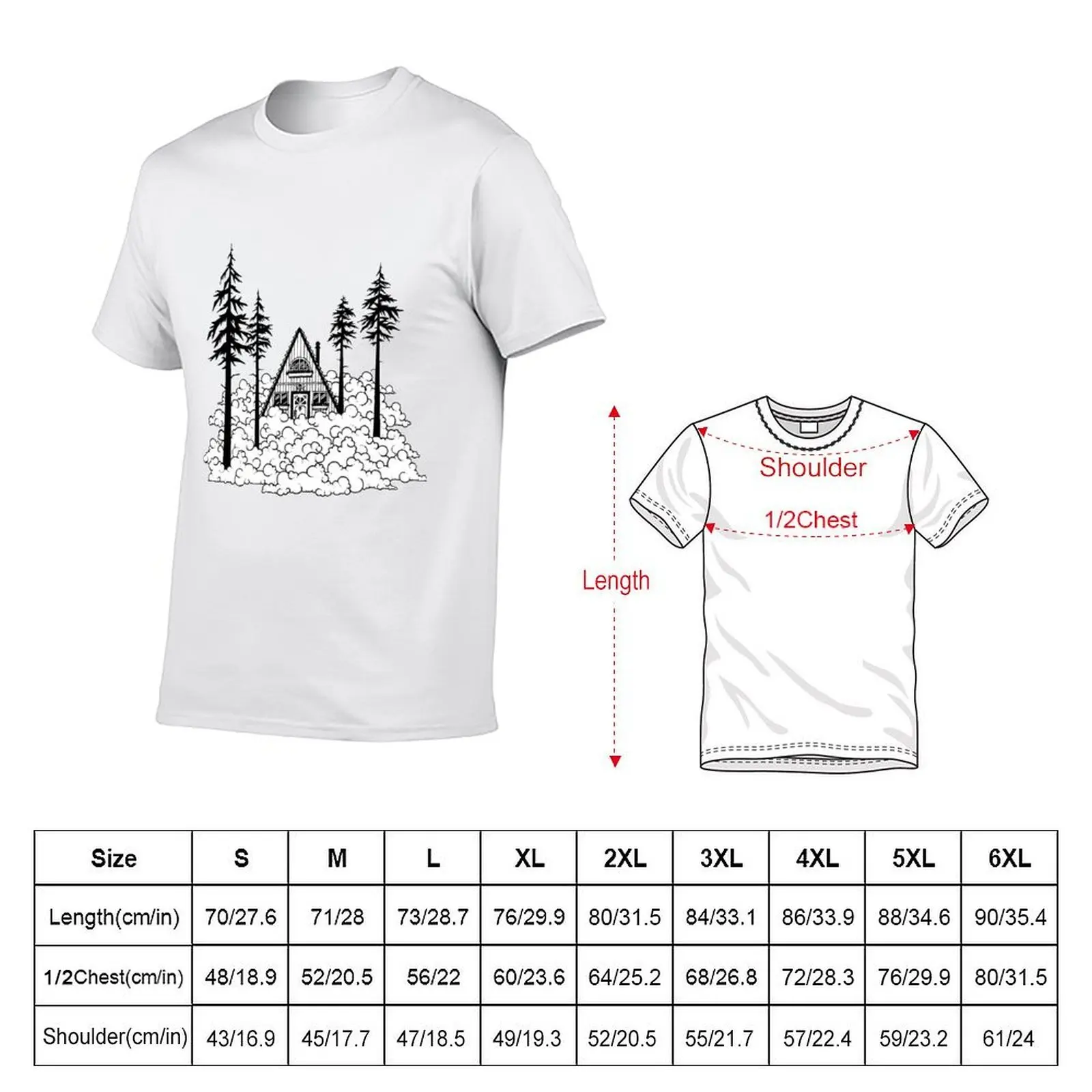 Paradise is an A-frame Cabin - Original pen and ink illustrated design T-Shirt clothes Funny t-shirts Men's t-shirts