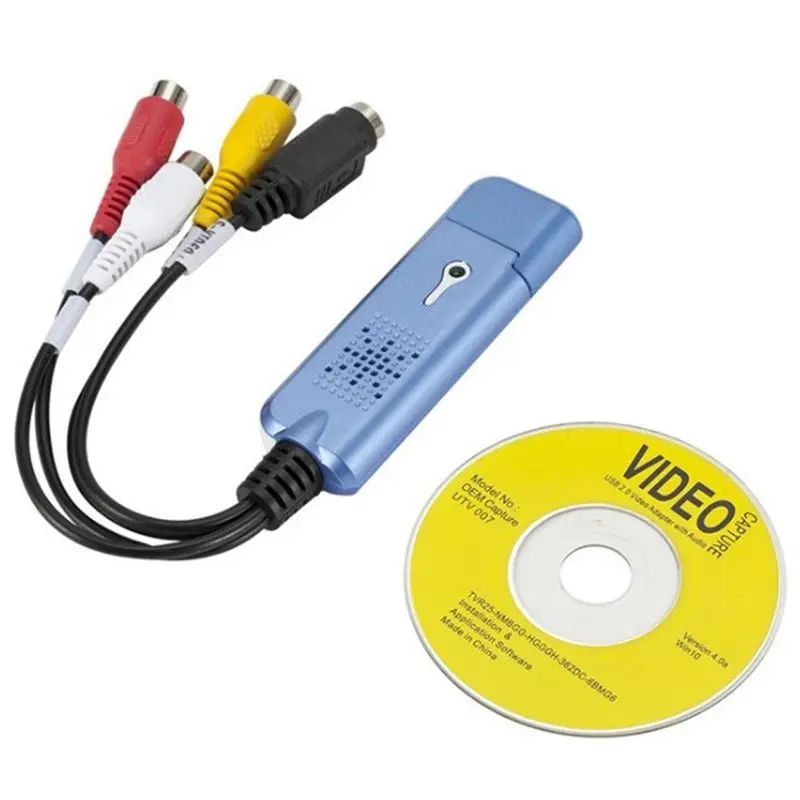 AA08-USB 2.0 Video Capture Card VHS VCR TV To DVD Converter For Mac OS X PC Windows 7 8 10 Replacement Accessories