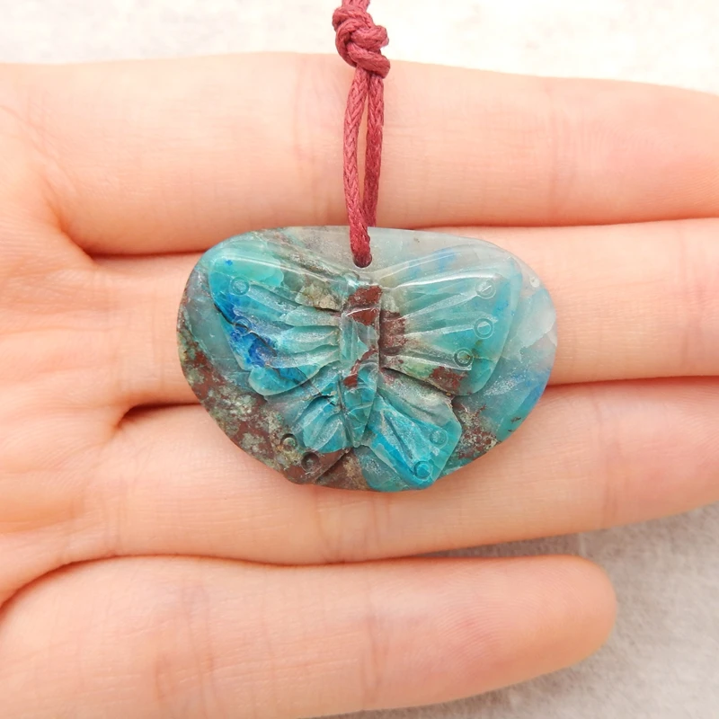 

Carved Chrysocolla Butterfly Pendant