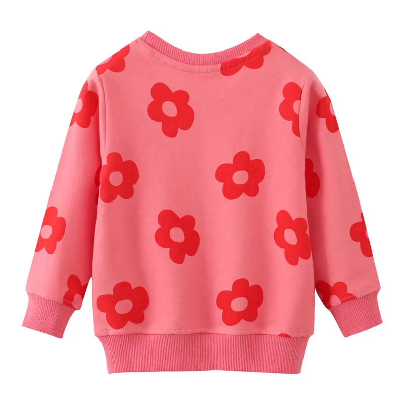 Jumping Meters New Arrival Autumn Spring Girls Sweatshirts Flowers Print Long Sleeve Sport Baby Costume Hooded Shirts Kids Tops