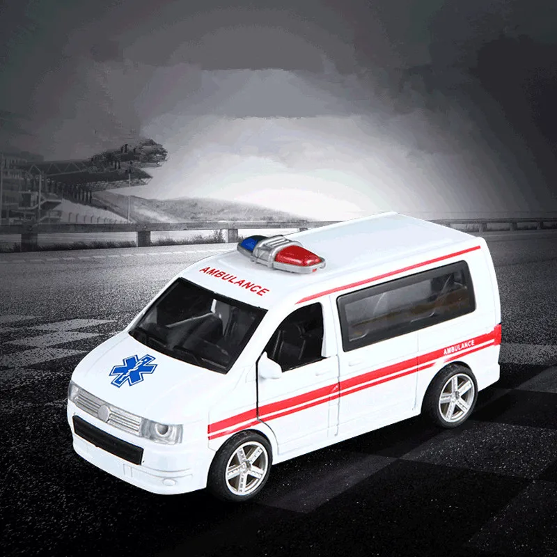 1:36 alloy T5 ambulance rescue car model,simulation car model ornaments,children's toys,new products wholesale