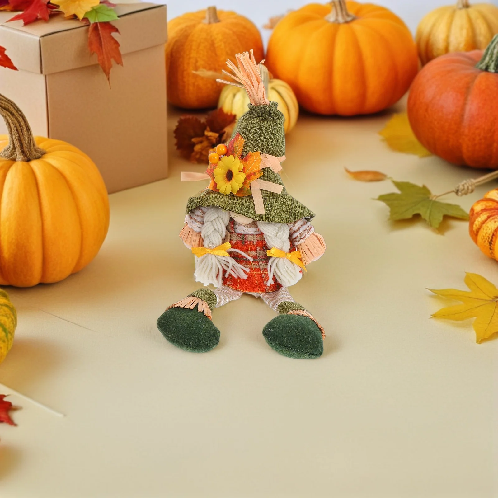 

2Pcs Thanksgiving Decoration Gnomes Charming Fall-Themed Harvest Design Maple Leaf Hat Hanging Legs Indoor Outdoor Home Decor
