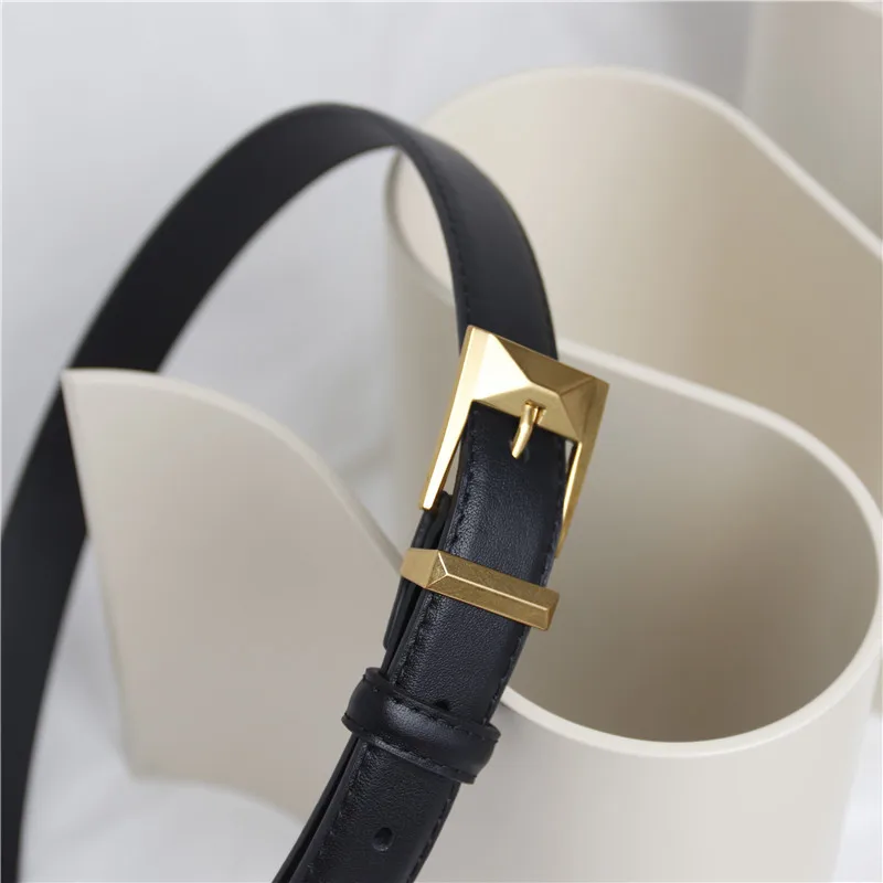 Luxury Belt Women's Simple Fashion Personalized Decoration Jeans Top Layer Cowhide Student Needle Button Pants Belt Black