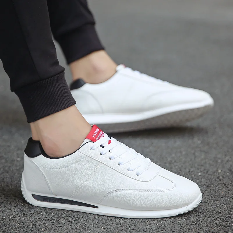 White Leather Sneakers Boys Sport Vulcanized Shoes Men Comforthable Spring Sneakers Mens Casual Shoes