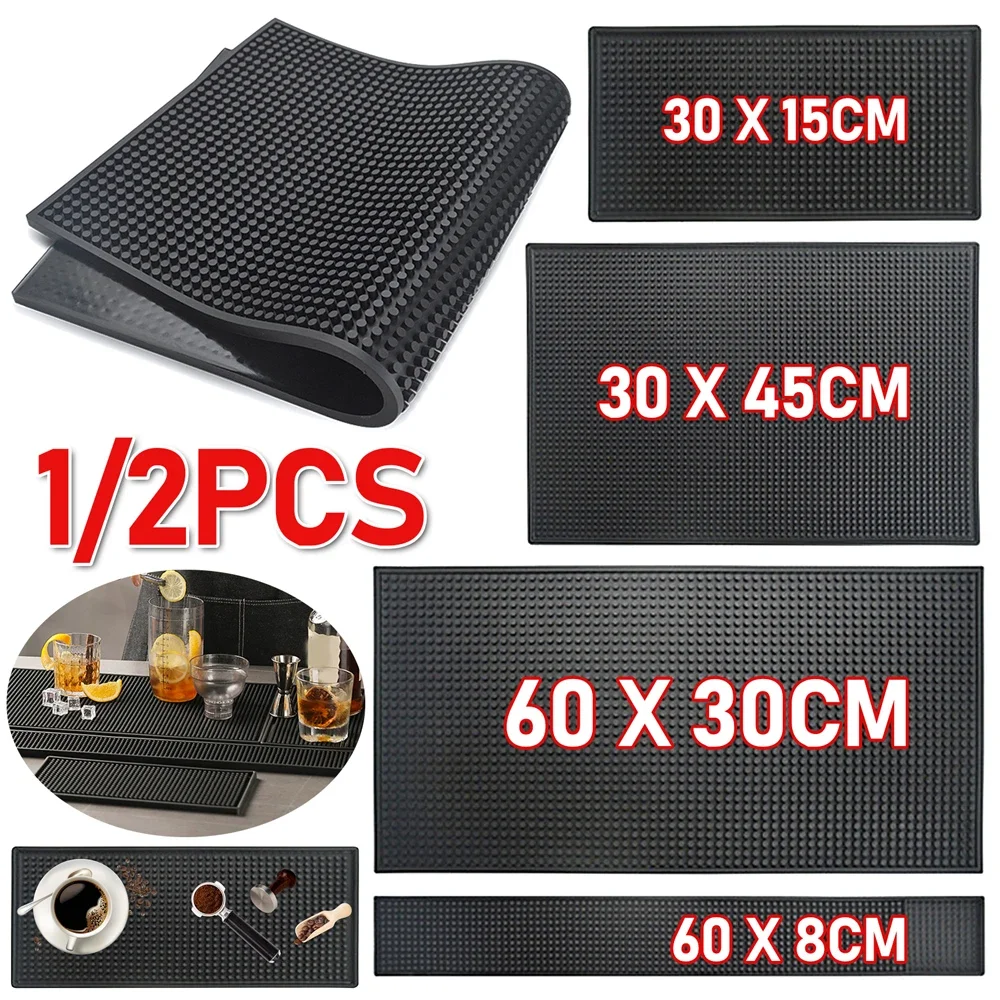 Bar Mat Rubber Coffee Bar Mats Anti-slip PVC Cup Mat Waterproof Heat Resistant Drain Mat for Bar Cafe Barista Cocktail Bartender