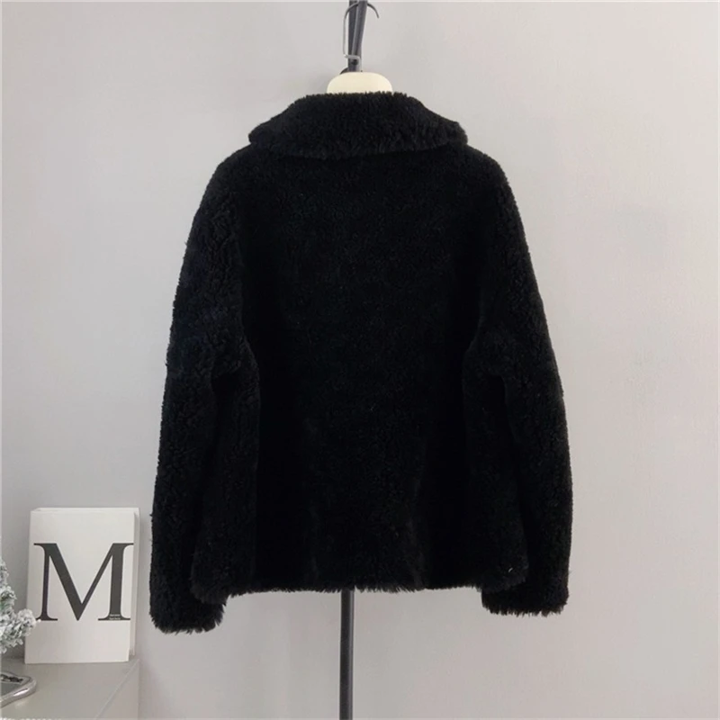 Female Pure Wool Sheep Shearling Short Jacket Warm Lamb Wool 2024 Fall and Winter New Coat PT4126