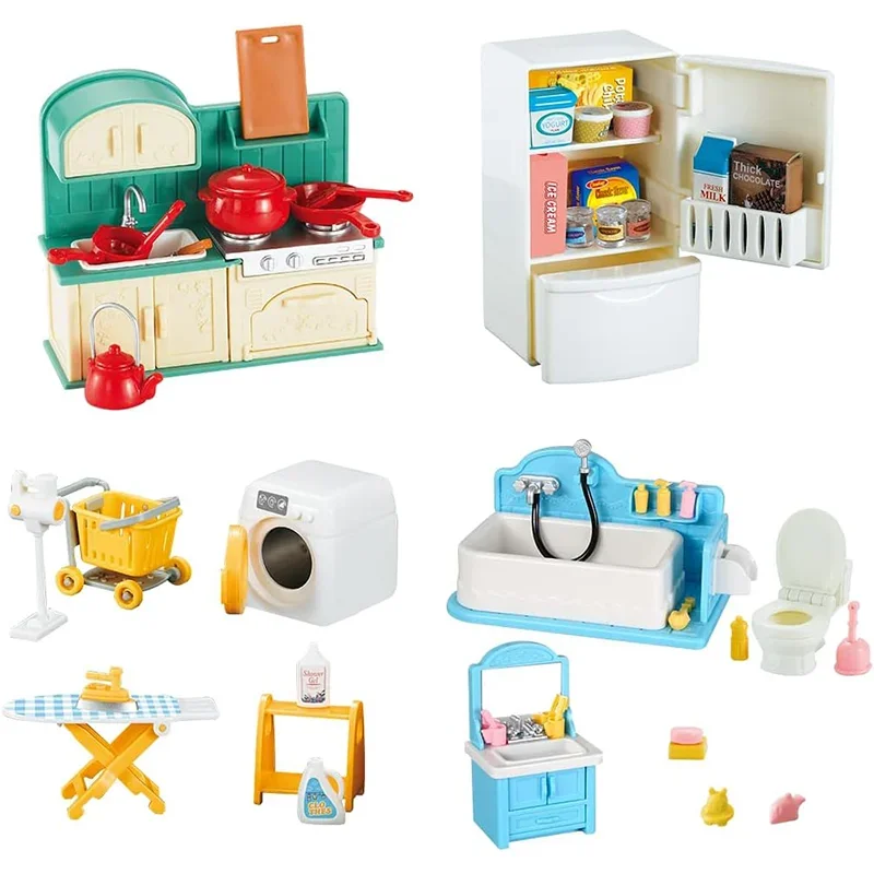 1:12 Miniaturowe meble Leśna rodzina Kuchnia Zabawka Stół do jadalni Domek dla lalek Akcesoria Łazienka Udawaj zabawę dla dziewczynki Prezenty Zabawki — zdjęcie 2