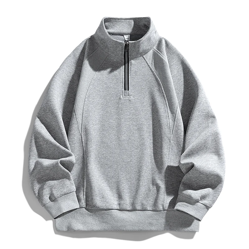 

Spring Autumn Men's Standing Collar Half Zipper Sweatshirts Men's Zipper Knitted Pullover Turtlenecks Top