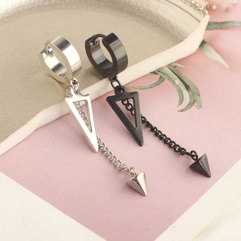 4x9mm Black Star Earrings, Emo Punk Grunge Earring Ear Dangle Hoop, Goth Jewelry, Halloween Christmas Jewelry Gift for Women view 4