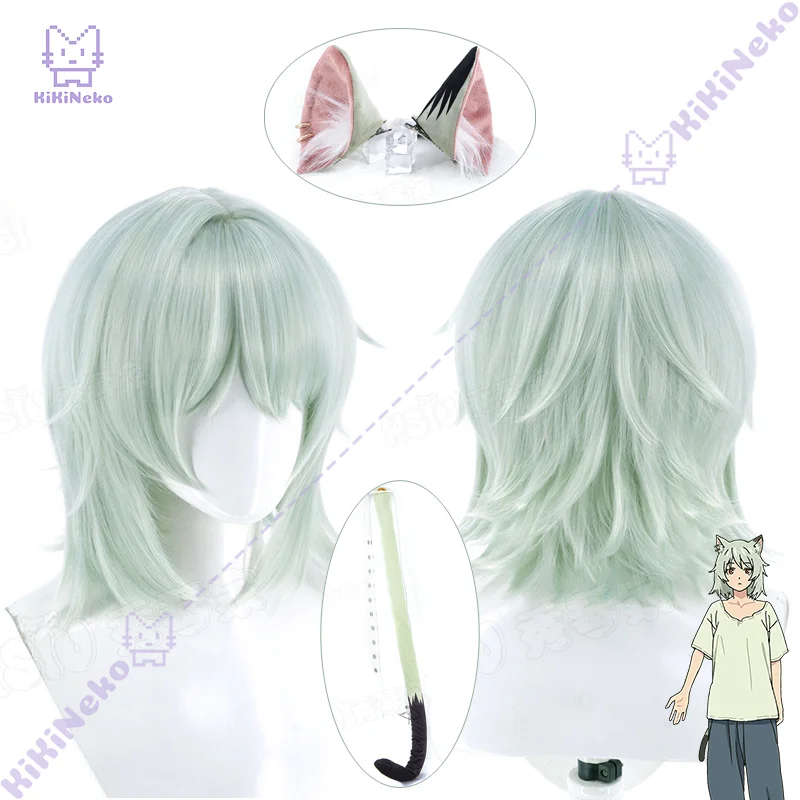 Anime Chainsmoker Cat Yaniko Satou Cosplay Wig Ear Tail For Hallowmas Comicon Party Adult Women Man
