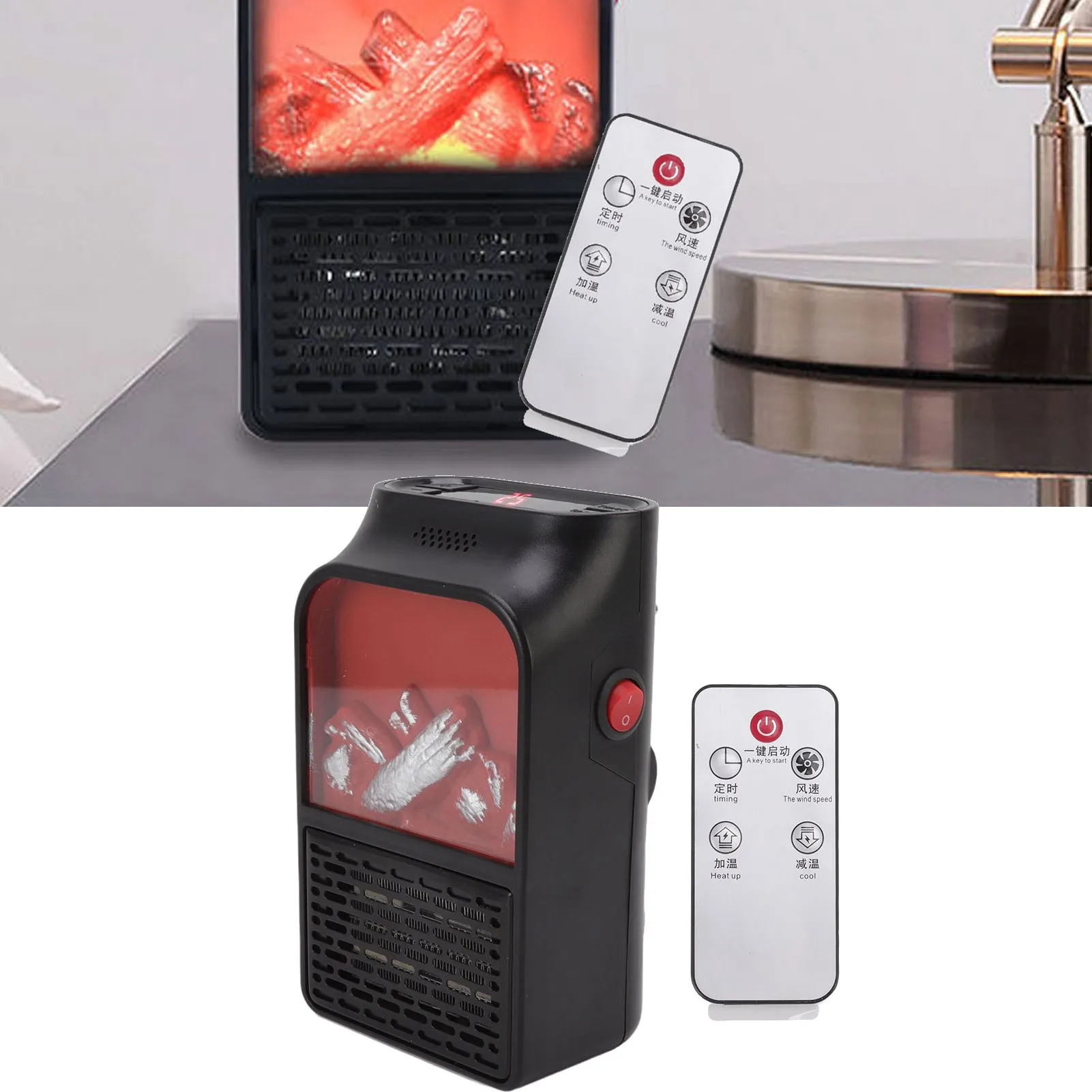 سخان لهب صغير 1000 وات PTC سيراميك تسخين سريع سخان مدفأة محمول صامت مع غلاف بلوري مقاوم للحريق للمنزل