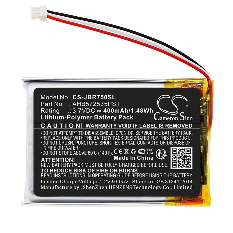 Batterie Li-polymère pour casque sans fil Jabra |   3.7V, 400mAh |   Compatible avec Evolve 75 (Numéro de pièce AHB572535PST)