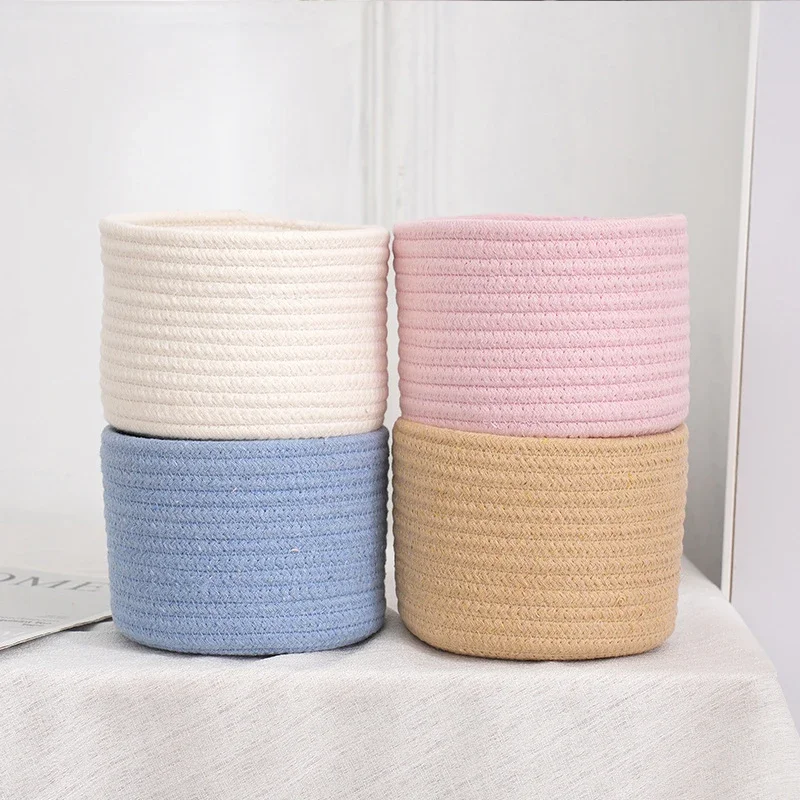 Handmade Woven Cotton Rope Storage Basket Child Toy Storage Vegetable Rope Bins For Toys Towels Blankets Nursery Kids Room