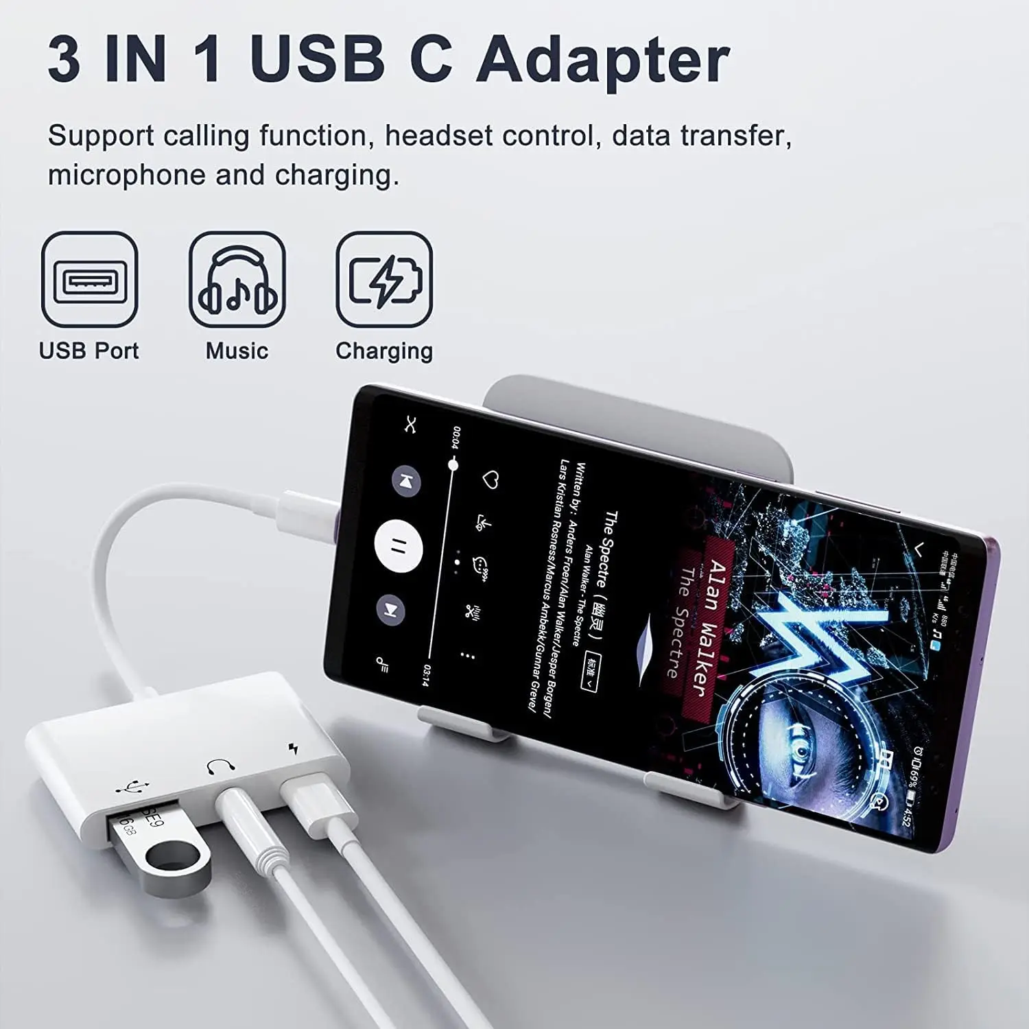 10PCS USB C To 3.5mm Audio & Charging Adapter | OTG Aux Splitter For Samsung S22/S21/S20, IPad Pro/Air, Pixel 4, Laptops (White)