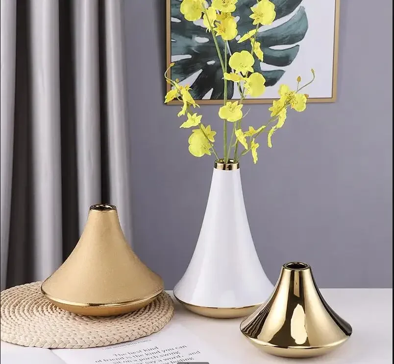 Ceramic Vase Entrance Furnishings Flower Arrangement Small Mouth Vases Dried Decoration Ornaments Hydroponic