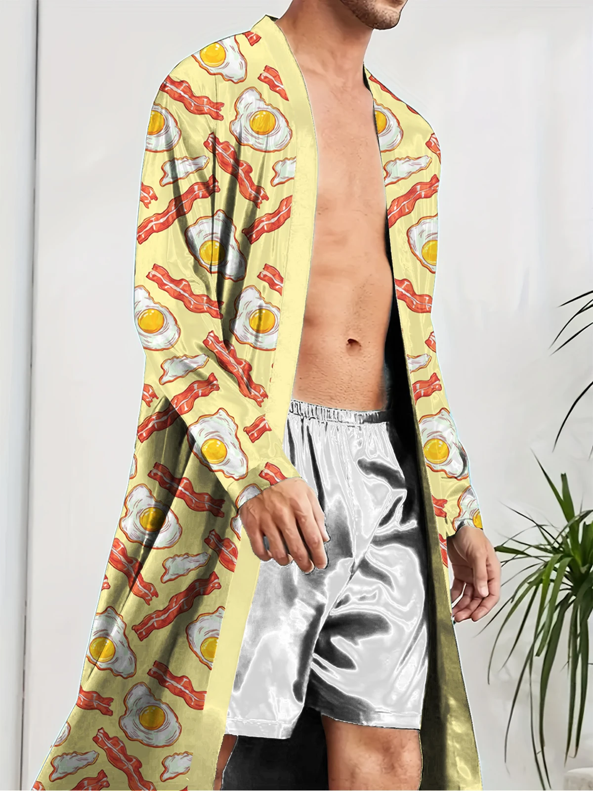 

Модные мужские длинные халаты с цифровой печатью, весенне-осенние забавные спальные халаты для дома, быстросохнущие, развлечения для отдыха.