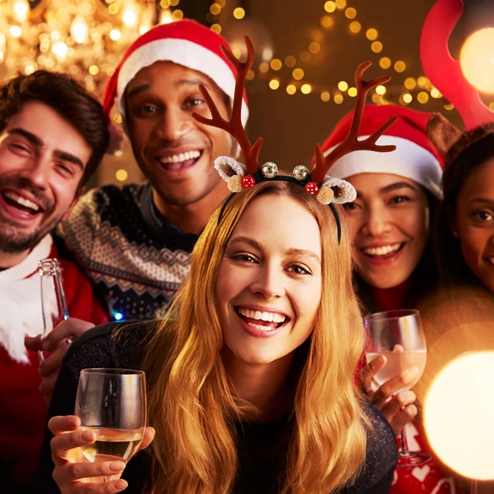 

Reindeer Antlers Headband Christmas Holiday Headpiece Pine Cone Deer Animal Costume Party Accessory Pine Cone Headpiece