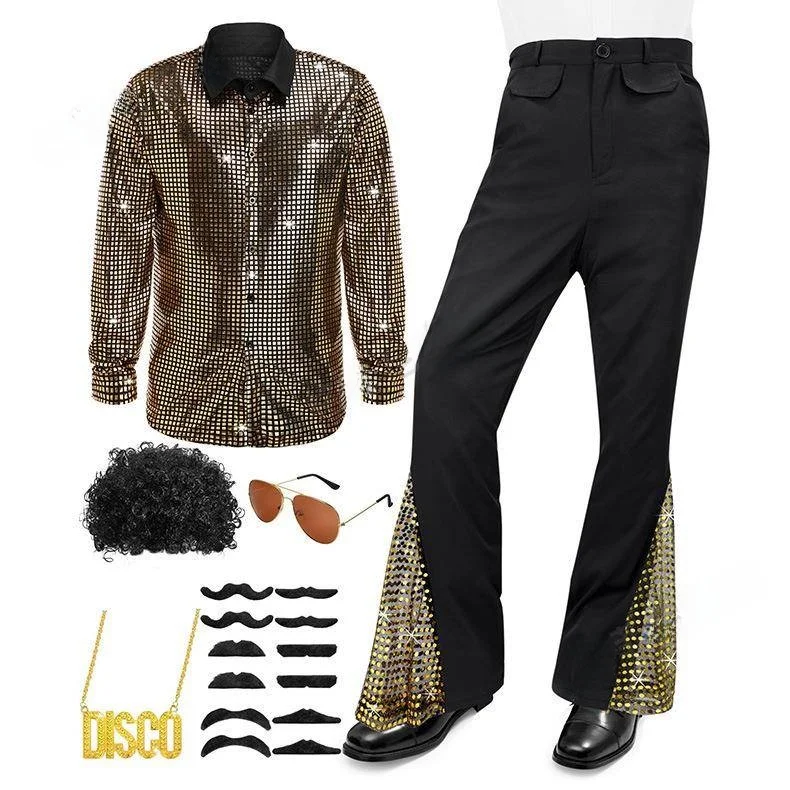 

Men's Performance Costume Long Sve irt And Pants Set Vintage Cos Stage Performance Clothing M Model Chinese Manufacturer