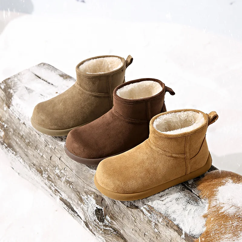 New Winter Thick Soled Anti Slip Bread Cotton Shoes Plush Short Tube Low Top Snow Boots