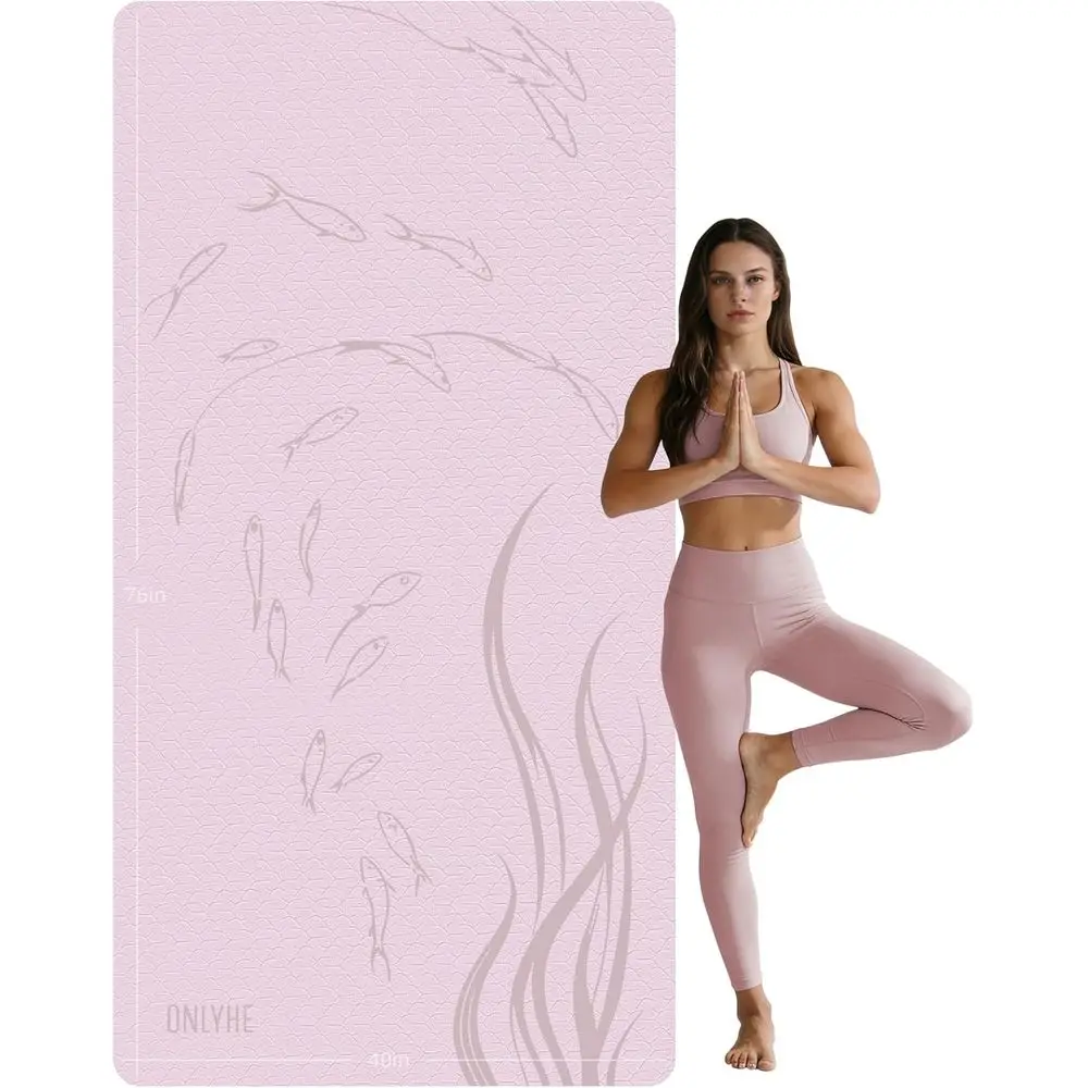 

Extra Wide Thick 76 x 40 TPE Yoga Mat for Men & Women - Large Non-Slip Exercise Mat for Gym, Workout, Pilates