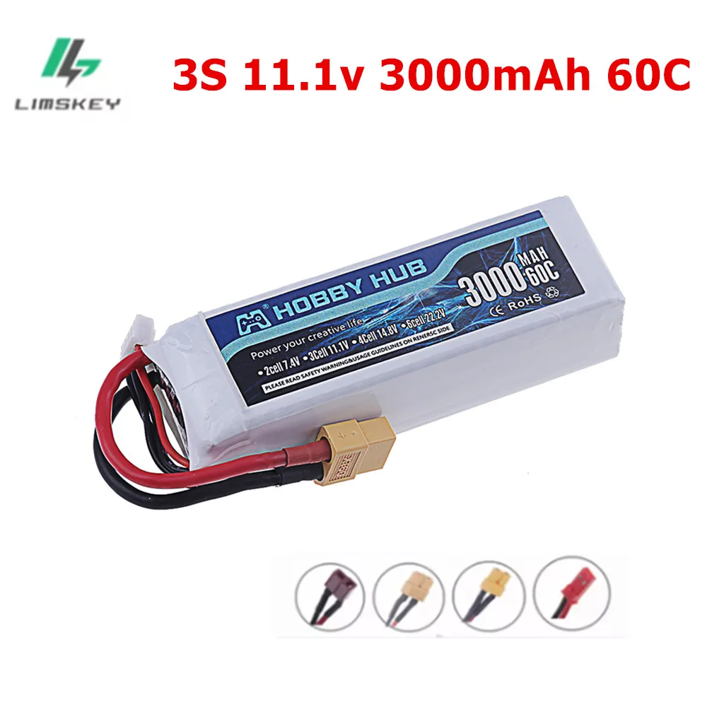 3s 3000mAh 11.1V 60C LiPo Battery For RC Airplane Quadcopter Drone FPV Boat Helicopter 11.1v Battery With T JST XT30 XT60 Plug