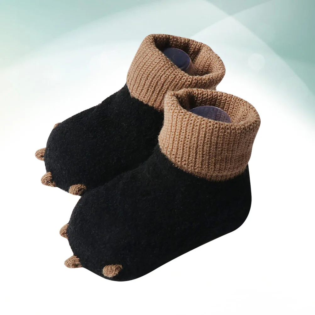 

1 пара зимних носков для младенцев, теплая нескользящая удобная повседневная одежда, длинные чулки на подошве 9,5 см, детская зимняя обувь