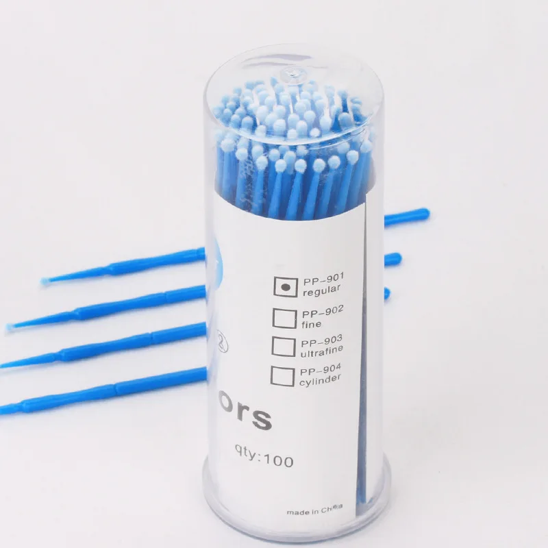 100Pcs Swab Applicator Micro Brush Eyelashes Extension Mascara Tools Embroidered Cotton Swabs Grafting Cotton Sticks