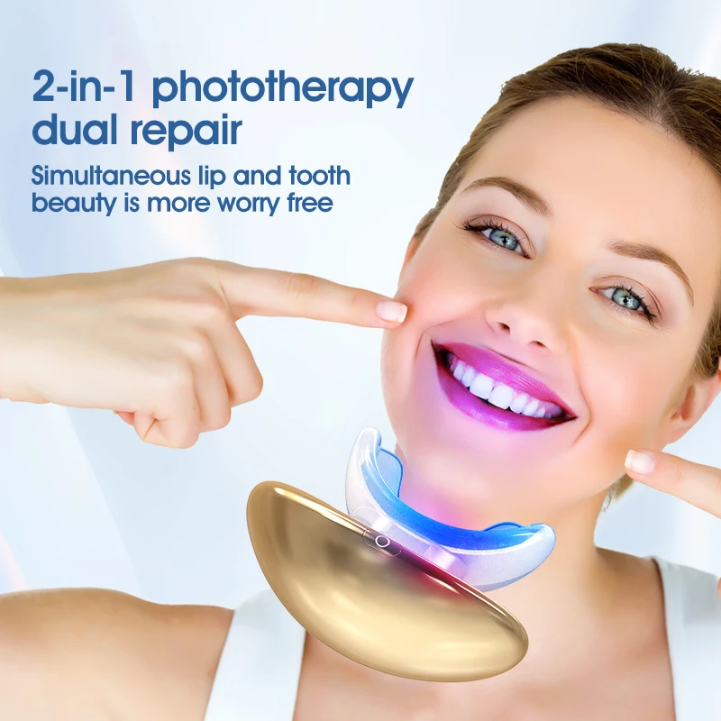 

2-in-1 Electric lip and teeth beautification device, Enhance Lip Color, Plump Lips, and Teeth with Direct Blue Light Therapy