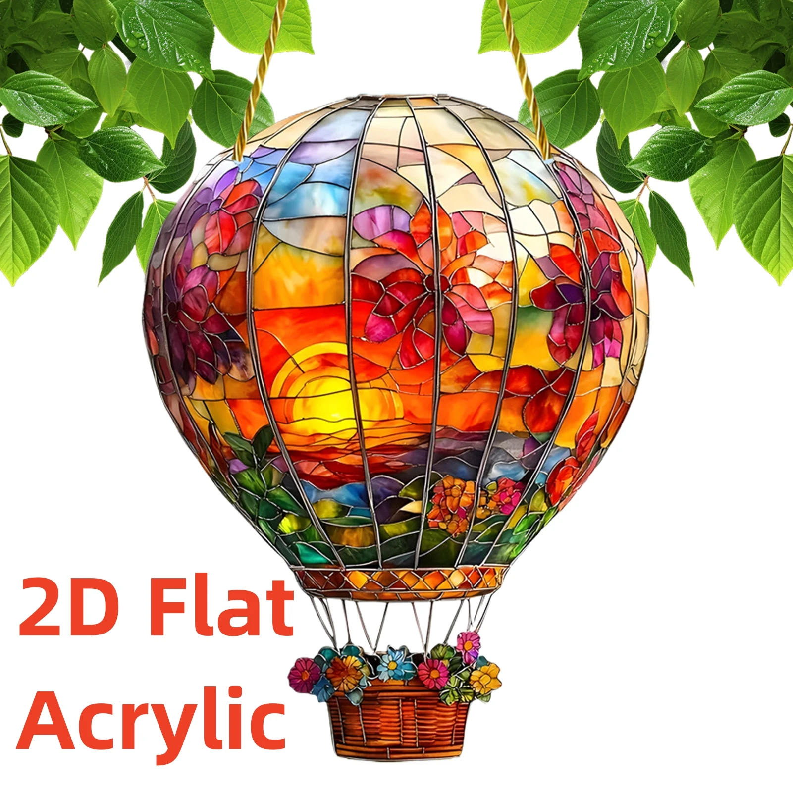 Sun Catcher  Window Wall Hangable Colored Decor 2D Flat Acrylic Hot Air Balloon Sun Catcher Window Decoration for Home Garden