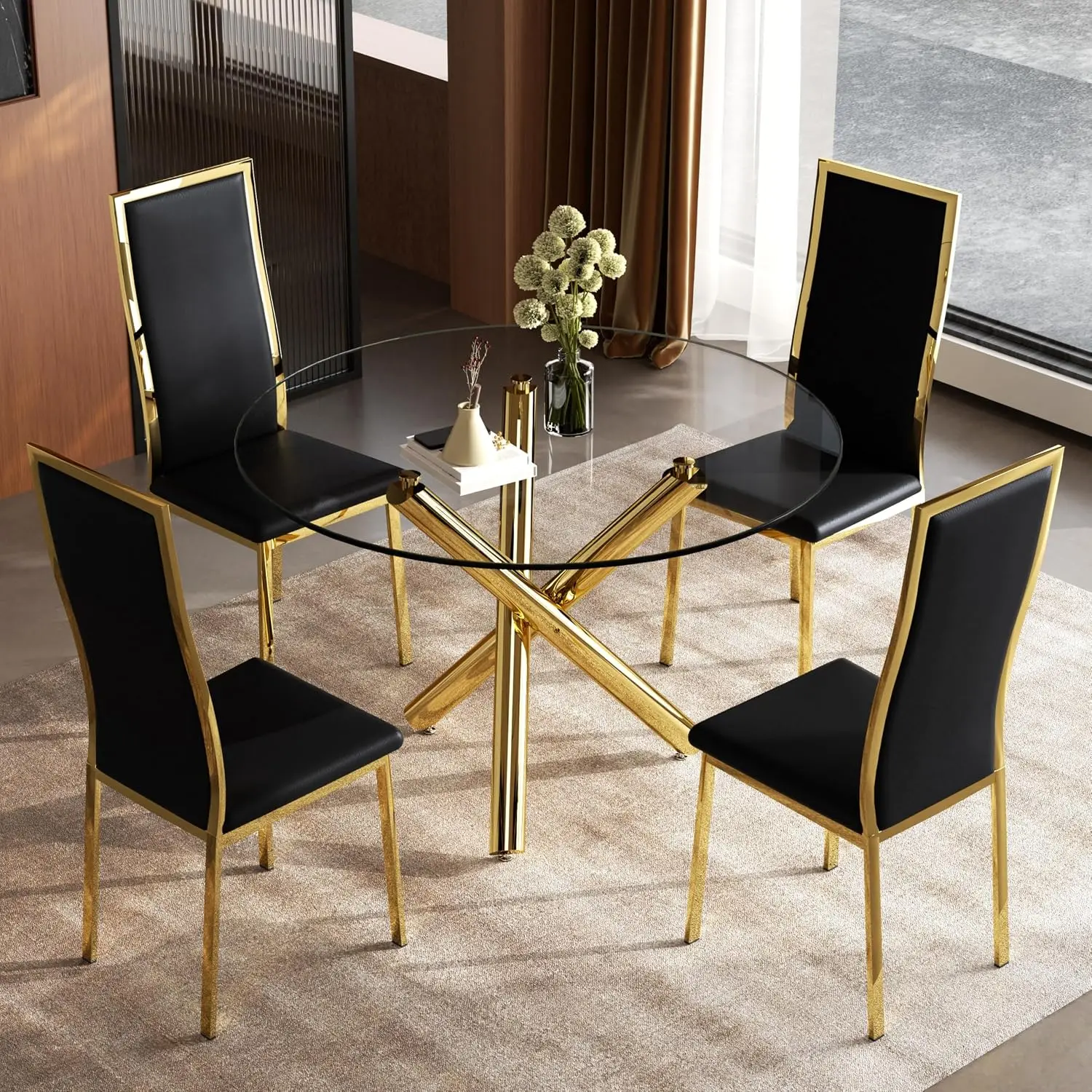 Round Glass Dining Table Set 39