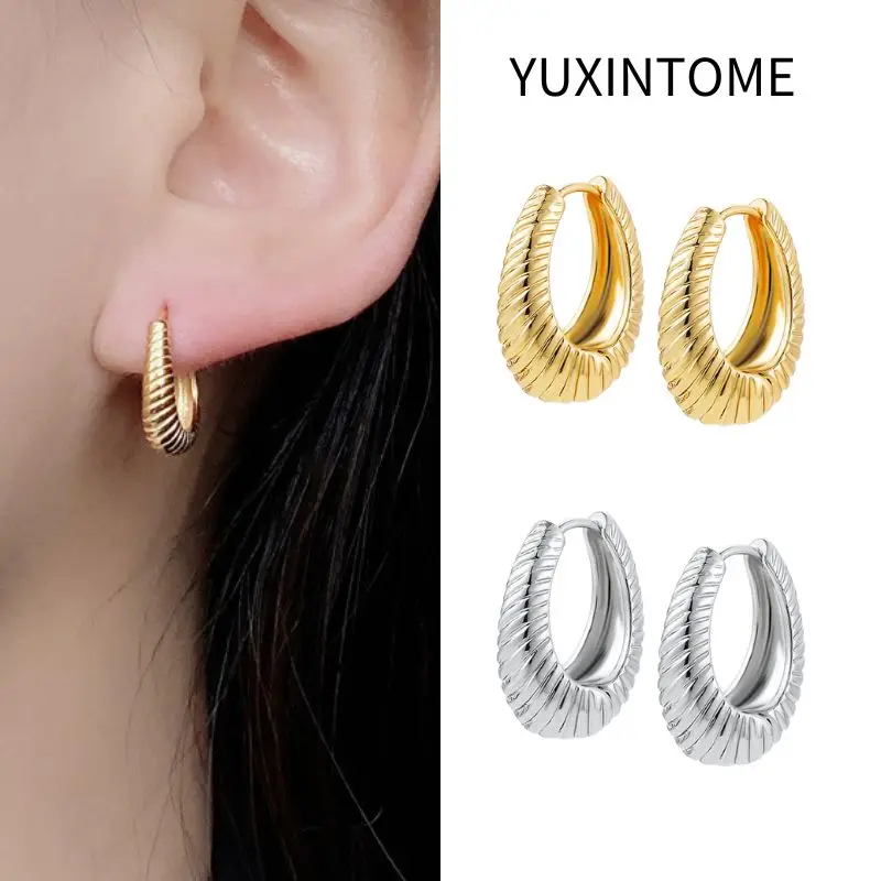 

925 Sterling Silver Ear Needle Vintage Hoop Earrings For Women Minimalist Thread Geometric Earrings Fashion Jewelry wholesale