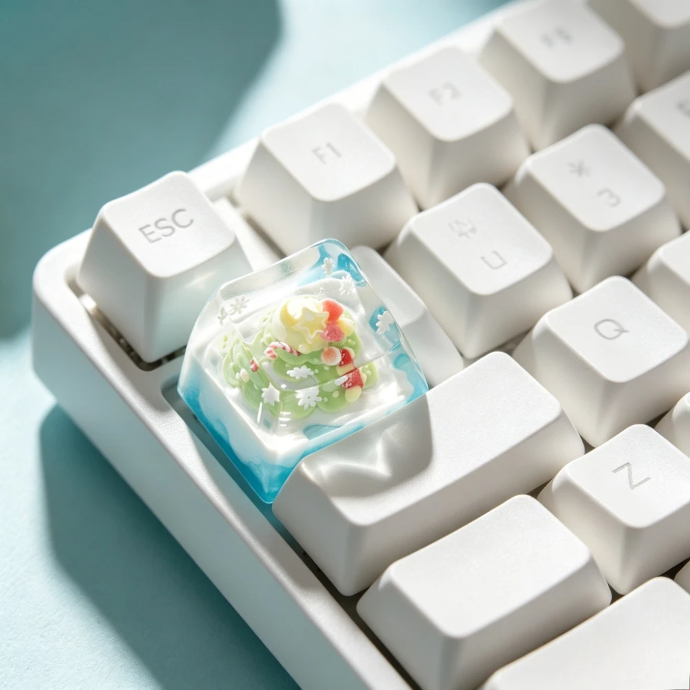 Cute Cartoon Keycap Custom ESC 1u Resin Point Keycap Transparent Penguin Keyboard Cap Personality Mechanical Keyboard Accessorie
