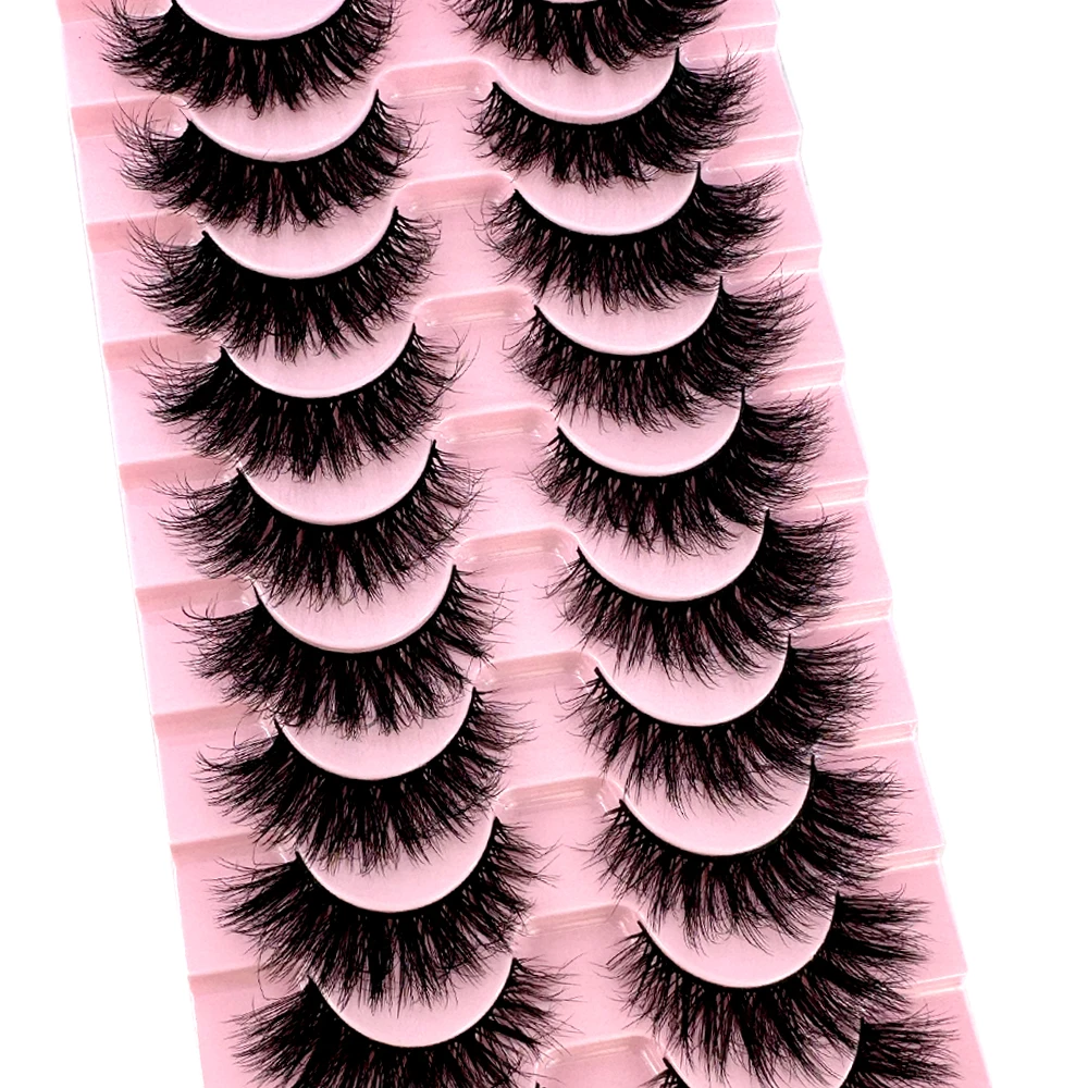 HBZGTLAD-Cílios Postiços Naturais, Cílios Falsos, Maquiagem Longa, 3D Mink Lashes Extension, Cílios para Beleza, Novo, 10 Pares